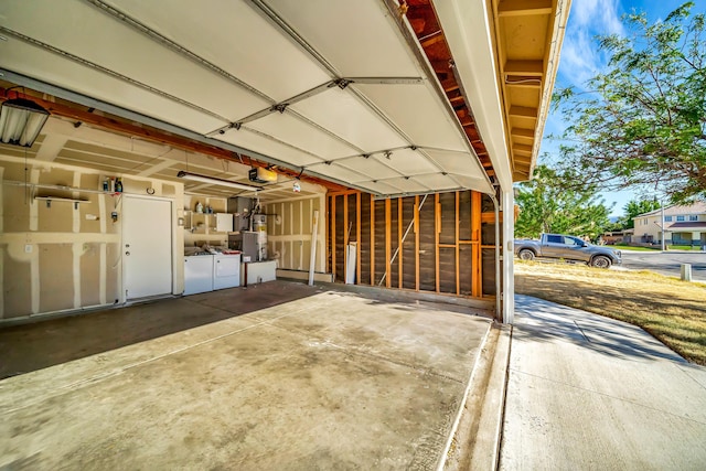 garage with a garage door opener