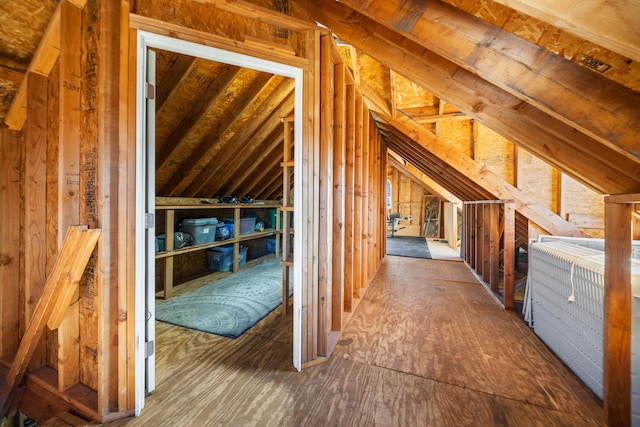 view of unfinished attic