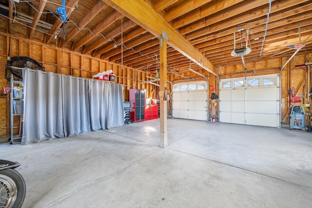 garage with a garage door opener