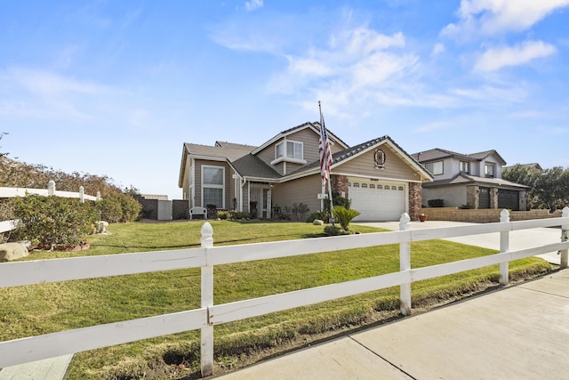 craftsman-style home with a garage and a front yard