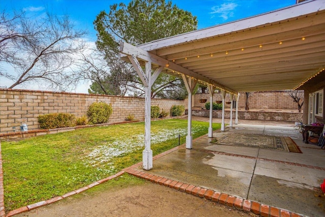 view of yard featuring a patio area