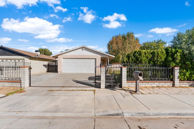 single story home featuring a garage