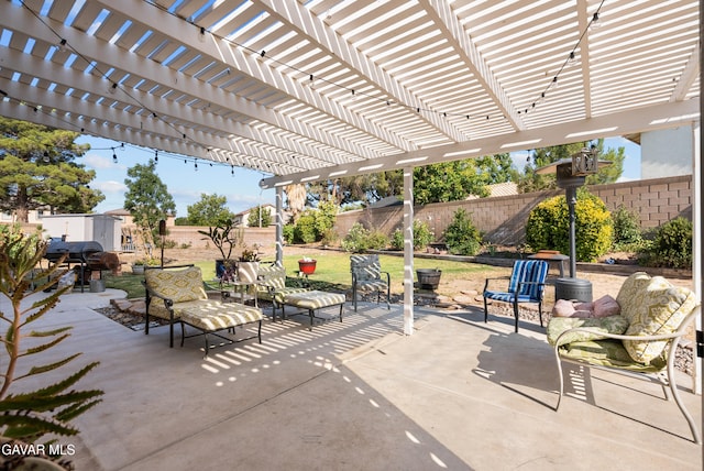 2512 Mildwood Ct, Lancaster, CA 93536 - fenced backyard featuring area for grilling, a patio area, and a pergola