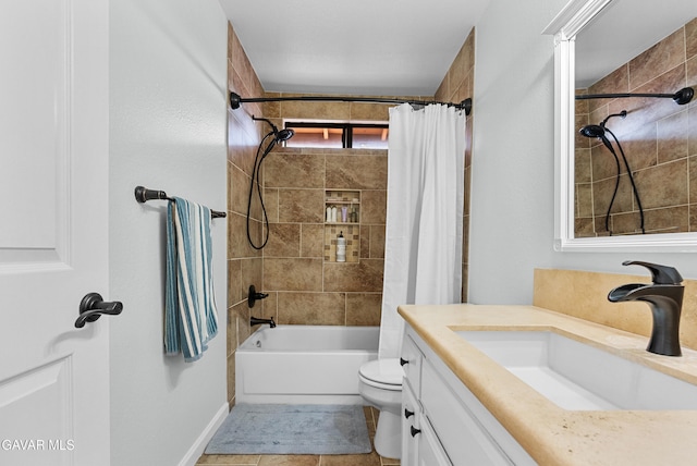 2512 Mildwood Ct, Lancaster, CA 93536 - bathroom featuring vanity, shower / bath combo with shower curtain, and tile patterned floors