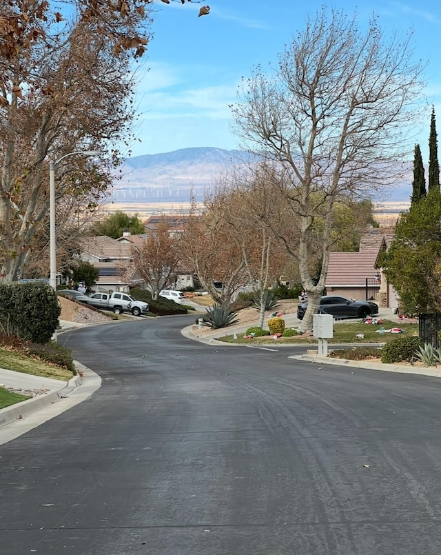 view of street with a mountain view