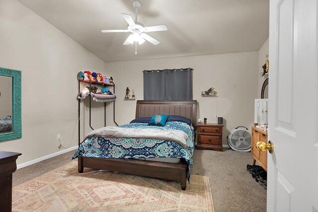 bedroom with carpet and ceiling fan