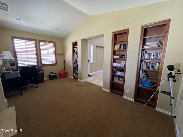 2812 Crocus Pl, Palmdale, CA 93551 - office with lofted ceiling and carpet floors