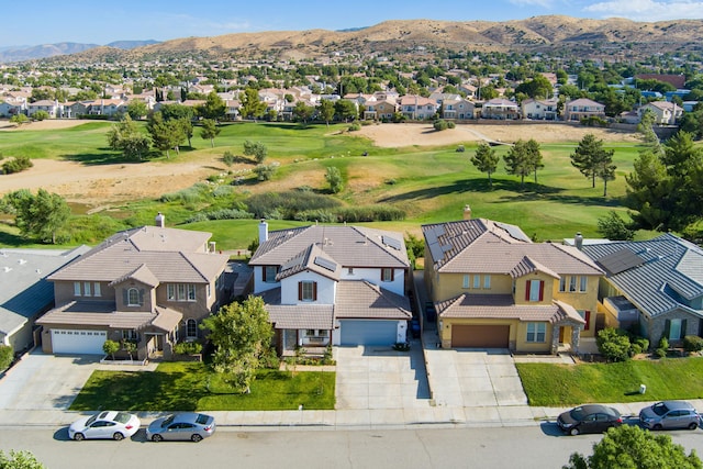 drone / aerial view featuring a mountain view