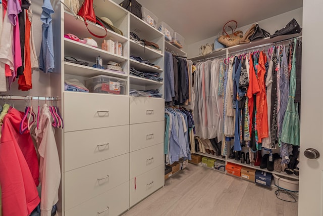 spacious closet with light wood-type flooring