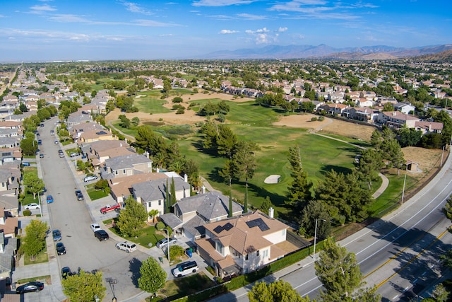 drone / aerial view featuring a mountain view