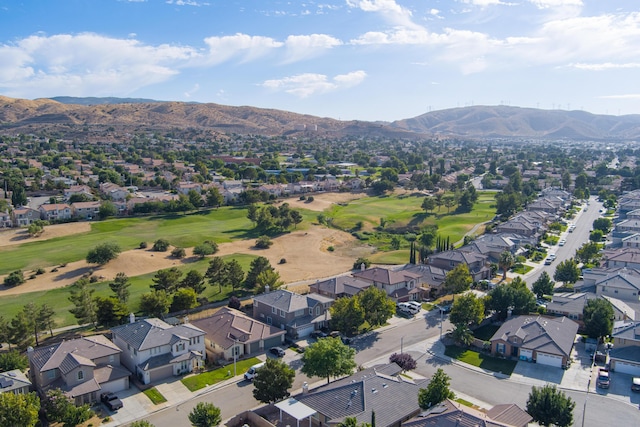 drone / aerial view featuring a mountain view