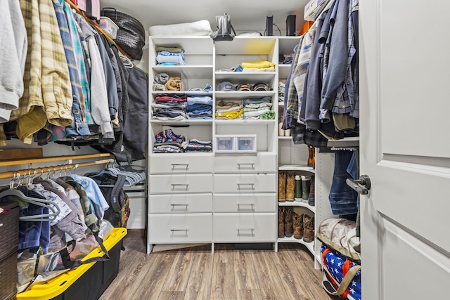 spacious closet with wood finished floors