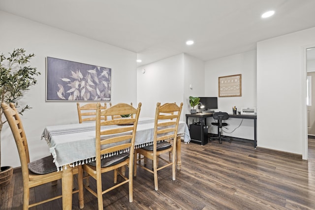 dining room featuring recessed lighting and wood finished floors