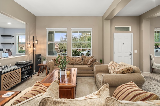 living room with plenty of natural light