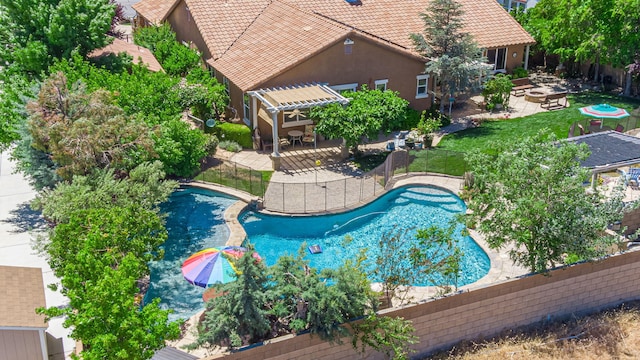 view of pool featuring a patio