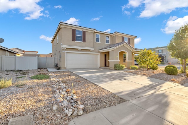 view of front of house with a garage