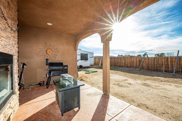 view of patio featuring fence private yard