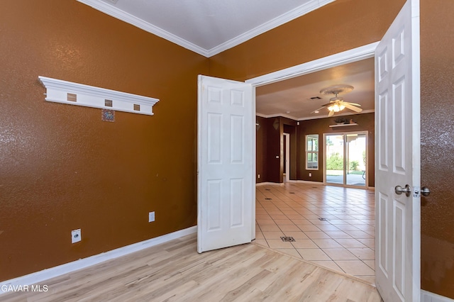 43963 Glenraven Rd, Lancaster, CA 93535 - spare room featuring crown molding, ceiling fan, and light wood finished floors