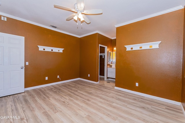 43963 Glenraven Rd, Lancaster, CA 93535 - spare room featuring a ceiling fan, wood finished floors, and crown molding