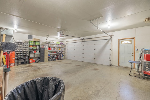 garage with a garage door opener