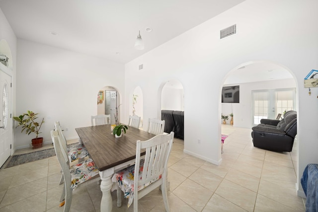 view of tiled dining space