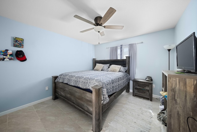 bedroom featuring ceiling fan