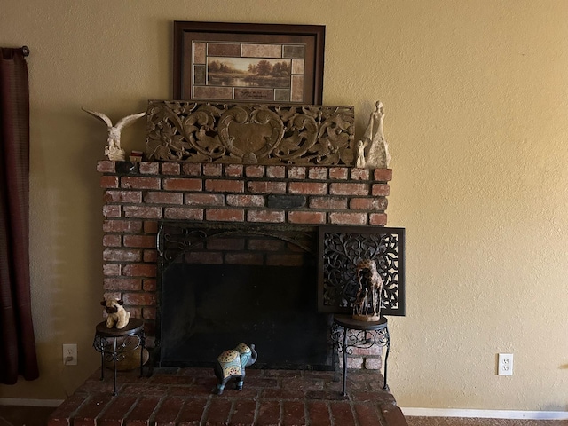 16466 Wells Fargo Ave, Palmdale, CA 93591 - detailed view of a brick fireplace and baseboards
