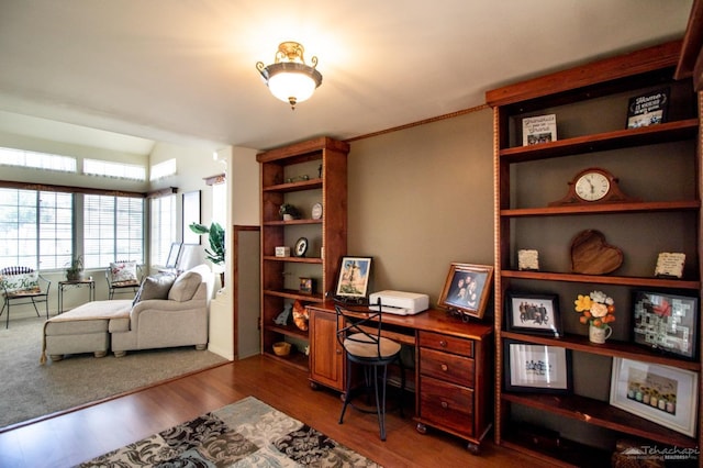 office area featuring dark wood finished floors