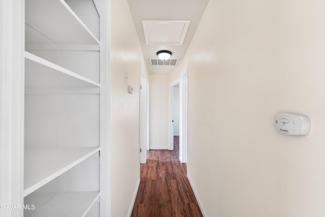 43331 Fairglen Rd, Lancaster, CA 93535 - hall featuring attic access and dark wood-style floors