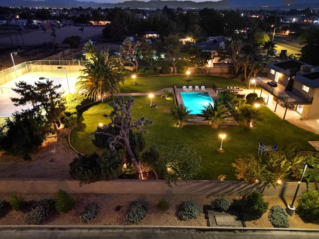 42722 W 20th St, Lancaster, CA 93534 - aerial view of property's location with a pool and a mountain backdrop