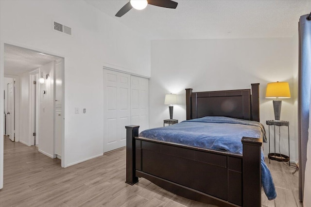 42722 W 20th St, Lancaster, CA 93534 - bedroom featuring light wood finished floors, a closet, baseboards, and ceiling fan