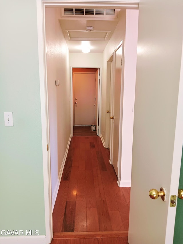 6310 Treehaven Ct, Lancaster, CA 93536 - corridor with hardwood / wood-style flooring and attic access