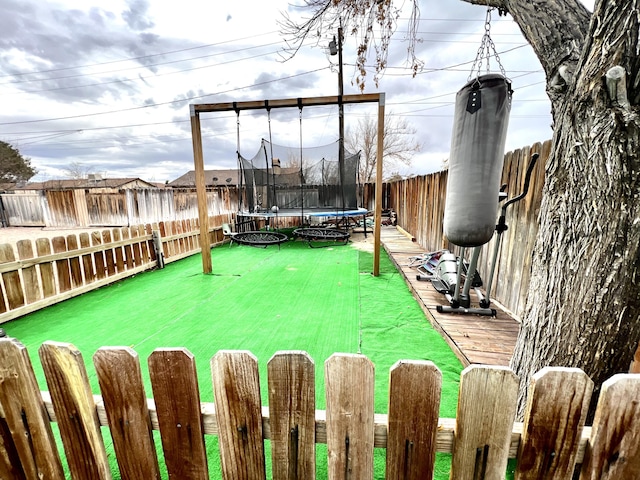 exterior space featuring a trampoline