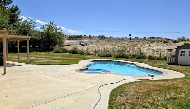 35823 E 48th St, Palmdale, CA 93552 - view of pool with a patio area, a pergola, and a pool with connected hot tub