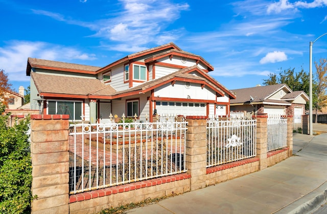 craftsman house with a garage