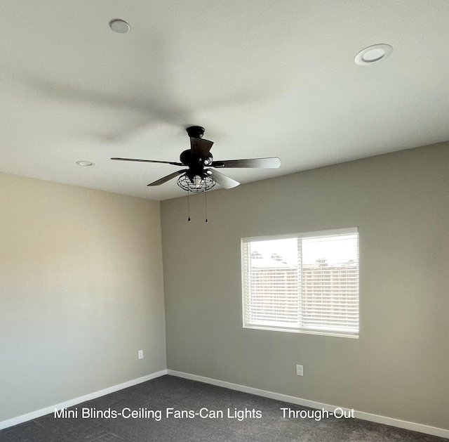 unfurnished room with ceiling fan