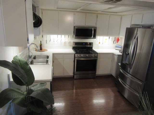 9755 E E Ave S Unit 12, Littlerock, CA 93543 - kitchen with appliances with stainless steel finishes, a sink, dark wood finished floors, and light countertops