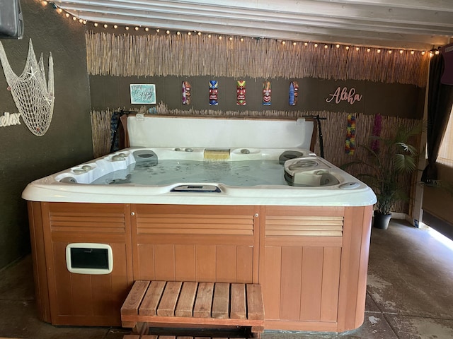9755 E E Ave S Unit 12, Littlerock, CA 93543 - view of patio with a hot tub and an AC wall unit