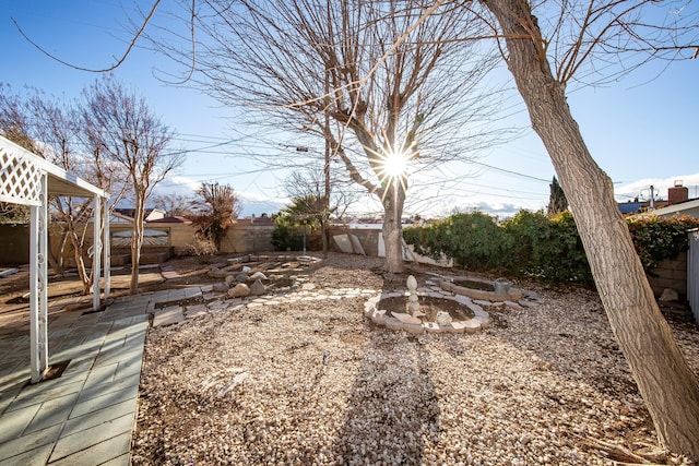 view of yard featuring a patio and a fenced backyard