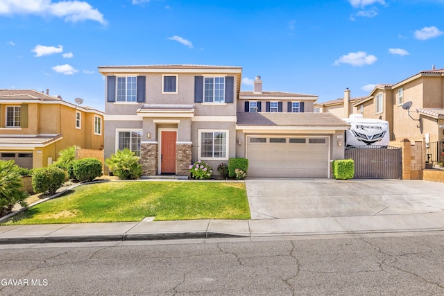 5080 Meadowsweet Dr, Palmdale, CA 93551 - traditional home featuring stucco siding, driveway, a garage, and a tile roof