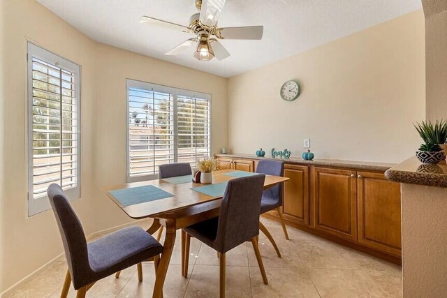 344 Vista Royal Dr, Palm Desert, CA 92211 - dining area featuring ceiling fan and light tile patterned floors