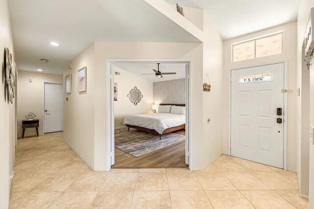 344 Vista Royal Dr, Palm Desert, CA 92211 - foyer with recessed lighting, ceiling fan, light tile patterned floors, and visible vents