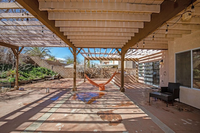 view of patio featuring a pergola