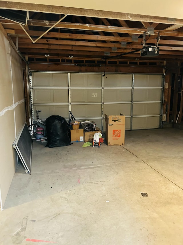 garage with a garage door opener