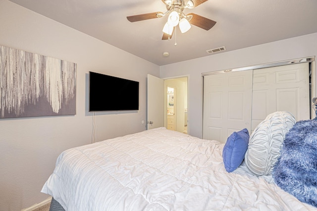 43661 Bravo Ln, Lancaster, CA 93535 - bedroom featuring a closet and ceiling fan