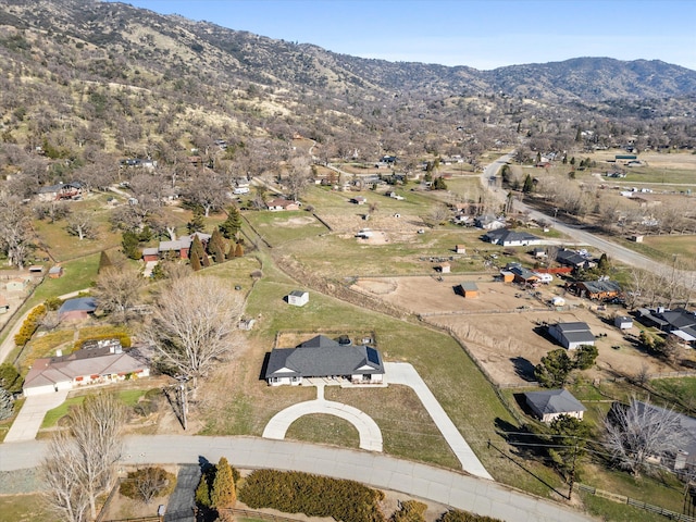 birds eye view of property with a mountain view