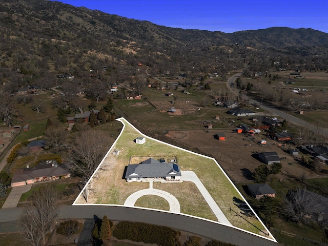 aerial view with a mountain view