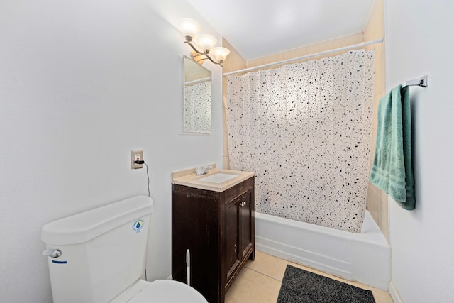 15872 Rexroth St, Mojave, CA 93501 - bathroom with toilet, vanity, tile patterned flooring, and shower / tub combo with curtain