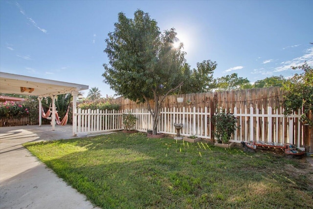 view of yard with a patio area