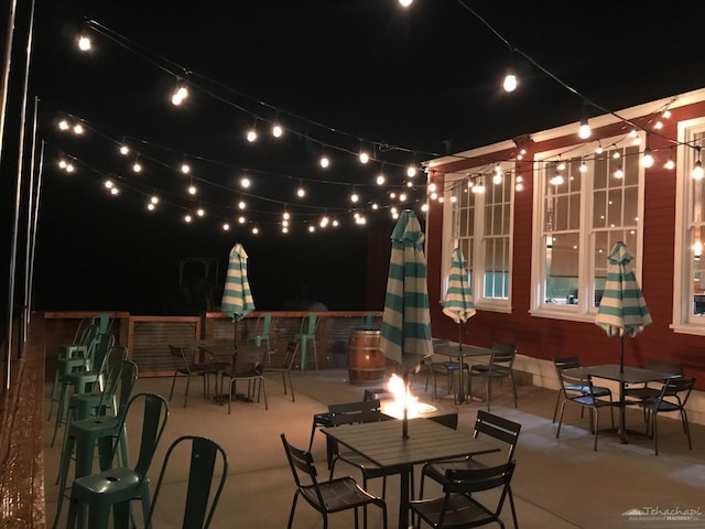 15782 Caliente Creek Rd, Caliente, CA 93518 - patio at twilight featuring a fire pit and outdoor dining space